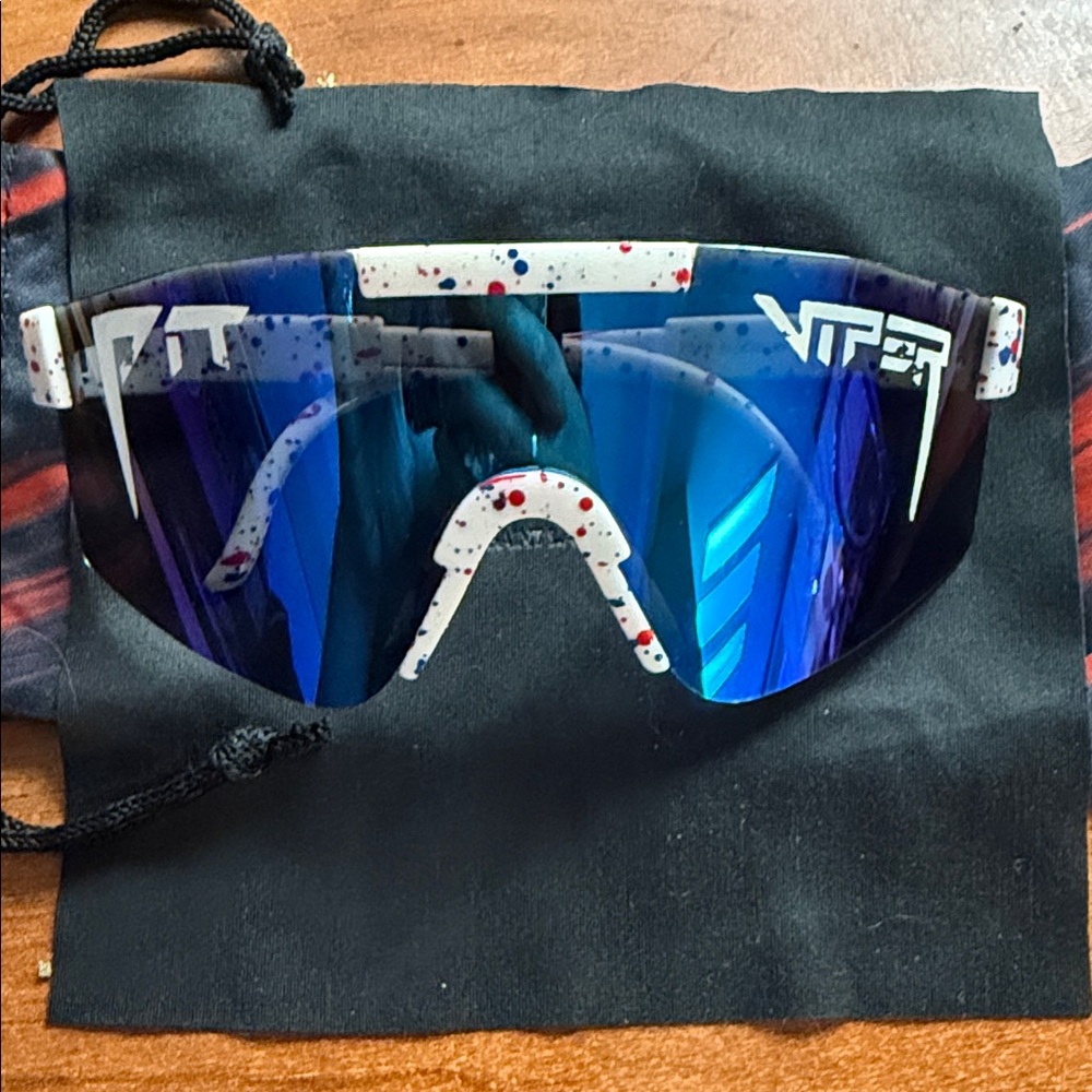 Pit Viper Red, Blue and White Splatter Sunglasses